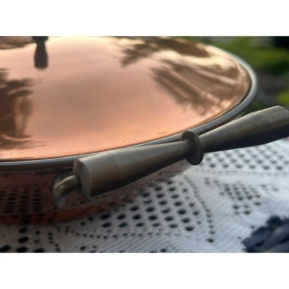 Vintage European￼Hammere Copper Covered Serving Dish With